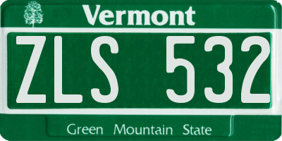 VT license plate ZLS532