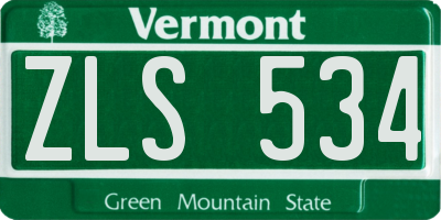 VT license plate ZLS534