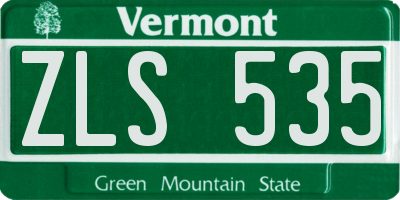 VT license plate ZLS535