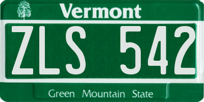 VT license plate ZLS542