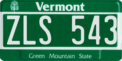 VT license plate ZLS543
