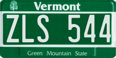 VT license plate ZLS544