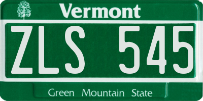 VT license plate ZLS545