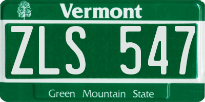 VT license plate ZLS547