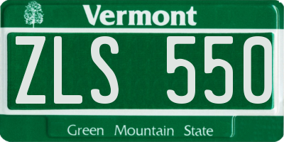 VT license plate ZLS550