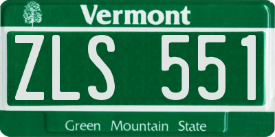 VT license plate ZLS551