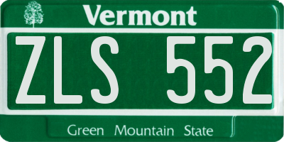 VT license plate ZLS552
