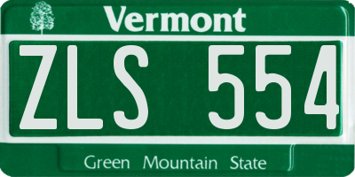 VT license plate ZLS554