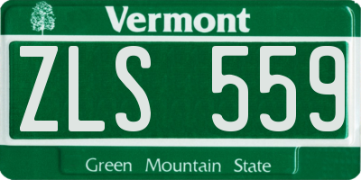 VT license plate ZLS559