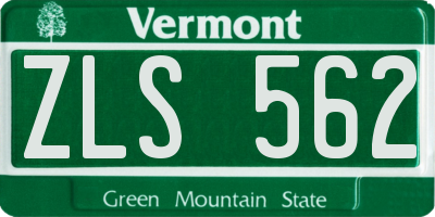 VT license plate ZLS562