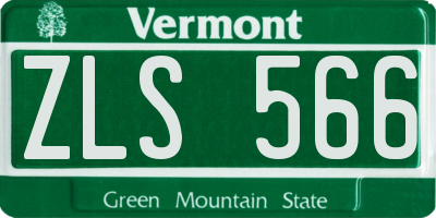 VT license plate ZLS566