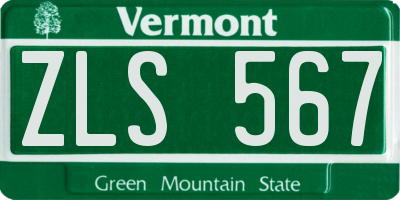 VT license plate ZLS567