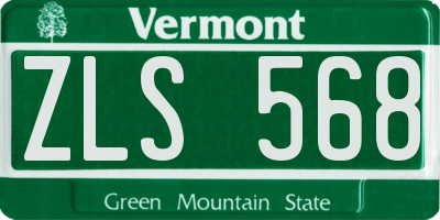 VT license plate ZLS568