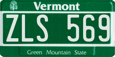 VT license plate ZLS569
