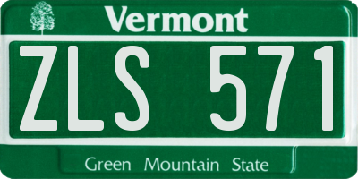 VT license plate ZLS571