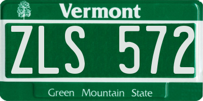 VT license plate ZLS572