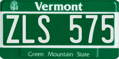VT license plate ZLS575