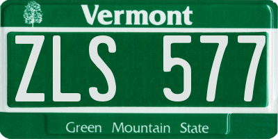 VT license plate ZLS577