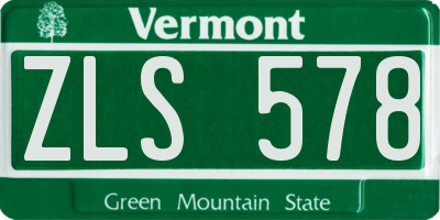 VT license plate ZLS578