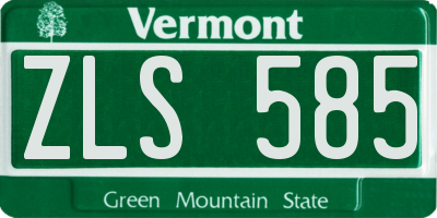 VT license plate ZLS585