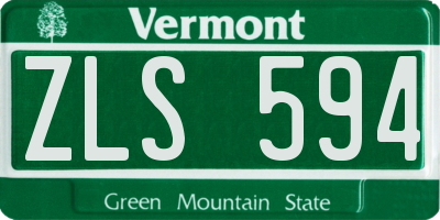 VT license plate ZLS594