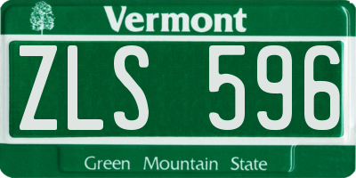 VT license plate ZLS596