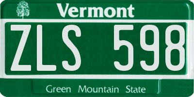 VT license plate ZLS598