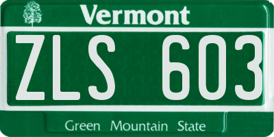 VT license plate ZLS603