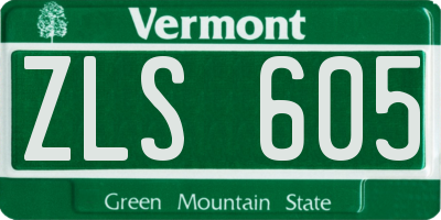 VT license plate ZLS605
