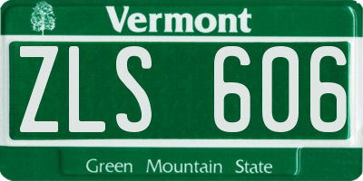 VT license plate ZLS606