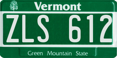 VT license plate ZLS612