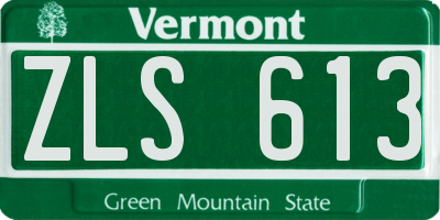 VT license plate ZLS613