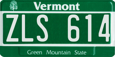 VT license plate ZLS614