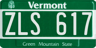 VT license plate ZLS617