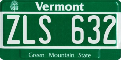 VT license plate ZLS632