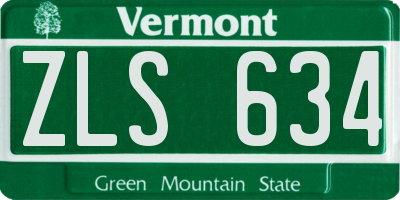VT license plate ZLS634