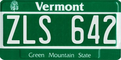 VT license plate ZLS642
