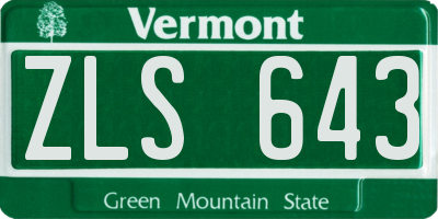 VT license plate ZLS643