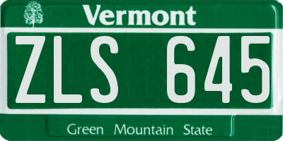 VT license plate ZLS645
