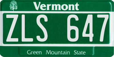 VT license plate ZLS647
