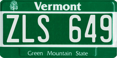 VT license plate ZLS649