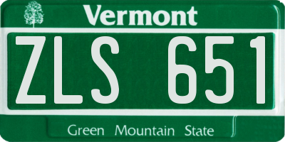 VT license plate ZLS651