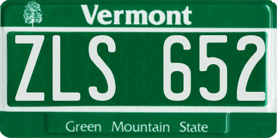 VT license plate ZLS652