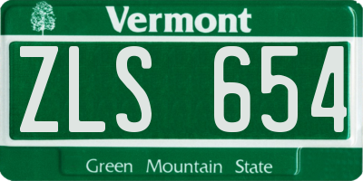 VT license plate ZLS654