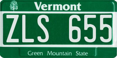 VT license plate ZLS655