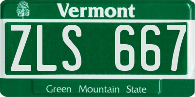 VT license plate ZLS667