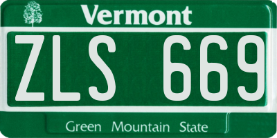 VT license plate ZLS669