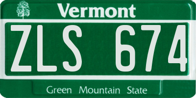 VT license plate ZLS674