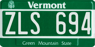 VT license plate ZLS694