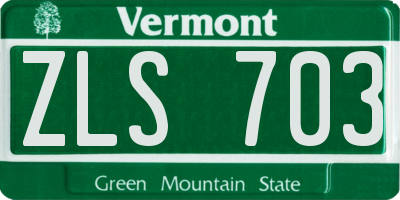 VT license plate ZLS703